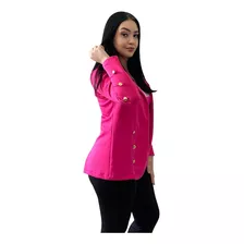 Blazer Max Neoprene Com Botões Casaco Longo Feminino