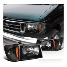 Ford E150 E250 E350 1992 - 2007 Juego De Faros Negros