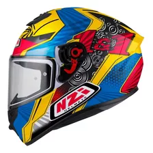 Capacete Nzi Trendy One One Amarelo Azul Vermelho