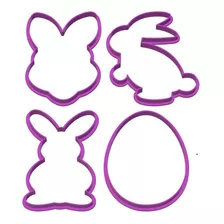 Cortantes Set Pascuas Conejo Huevo Reposteria X 04u Full