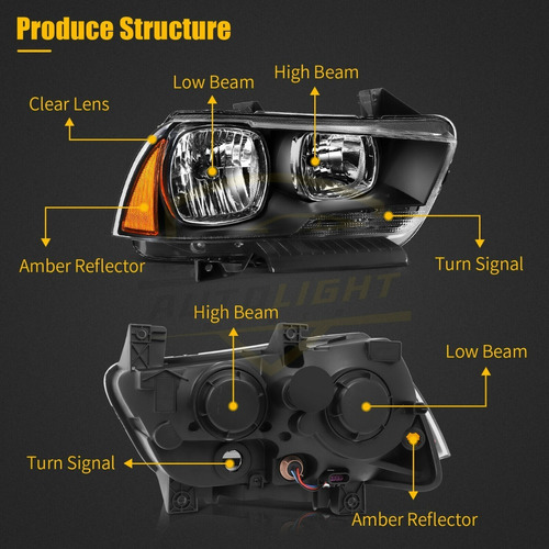 Faros Dodge Charger 2011 2012 2013 2014 Carcasa Negra Foto 4