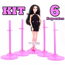 Kit 6 Suporte Rosa Para Boneca Barbie Susi Ken Monster High
