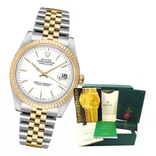 Relógio Rolex Datejust Fundo Branco Com Caixa E Certificados