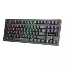 Teclado Gamer Xtrike Me Gk-979 Qwerty Blue Español España Color Negro Con Luz Rainbow