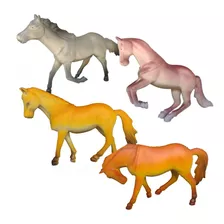 Kit Animais De Borracha Miniatura Cavalos Brinquedo Fazenda