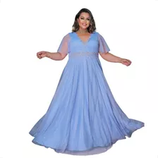 Vestido Festa Azul Royal Plus Size Madrinha Casamento Brilho