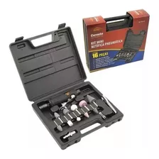 Kit Mini Retífica Pneumática Profissional 16pçs Corneta