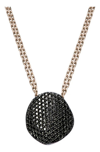 Colar Hstern Pedras Roladas Ouro Nobre 18k Diamantes Negros Cinza