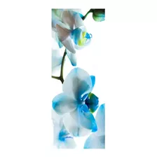 Adesivo Decorativo Porta Orquídea Azul Flores #03