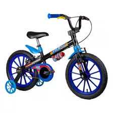 Bicicleta Infantil Menino Nathor Tech Boys Aro 16 Preto Azul