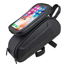 Bolso Alforja Porta Celular Estuche Impermeable De Bicicleta Color Negro