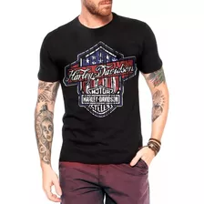 Camiseta Motorcycle Harley Davidson Flag Retro Plus Size