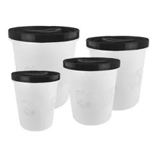 Conjunto De Pote Mantimentos 4 Peças Redondo 5l, 3l, 2l E 1l