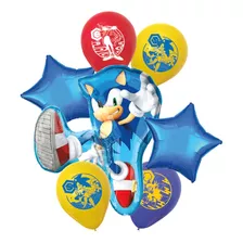 Set De Globos Mylar Sonic El Erizo 7pcs Decoración Party