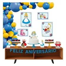 Decoração Completa 40 Itens Infantil Alice País Maravilhas