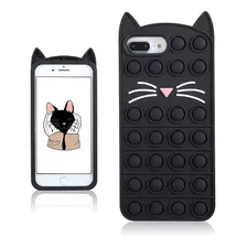 Funda Negra Para iPhone 7/8 Plus Diseno De Gato