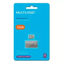 Cartão De Memória 32gb Multilaser C/ Pen Drive Adaptador