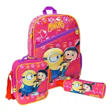 Scool - Set Mochila Ranger Minions M Alta Eva 3d Color Fucsia