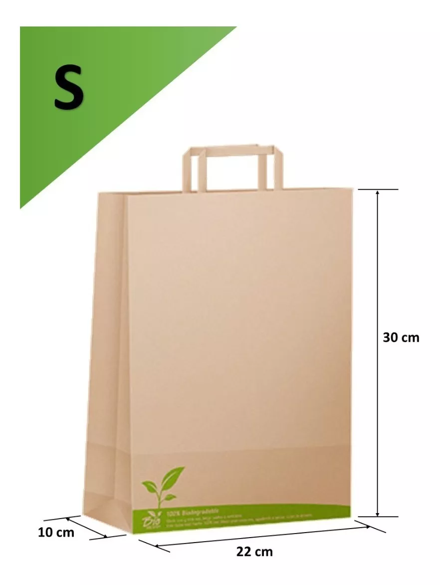 20 Bolsas Papel Kraft / Reutilizable Ecológica (22×10×30)
