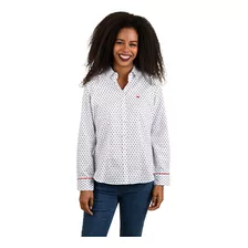 Blusa Ferrioni Dama Manga Larga Color Blanco 100% Algodón