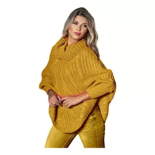 Blusa Poncho Inverno Tricot Kimono Frio Feminino