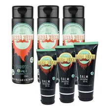 Kit Com 3 Shampoo 3x1 Com 250ml E 3 Balm 100ml - Barba Rubra