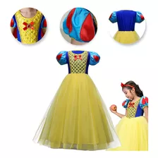 Vestido Princesa Branca De Neve Infantil Luxo + Tiara