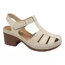 Sandalias Plantilla Preformada Tacon Bajo Velcro