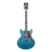 Guitarra Eléctrica D'angelico Premier Dc Double-cutaway/semi-hollow De Arce Ocean Turquoise Brillante Con Diapasón De Ovangkol