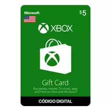 Gift Card Xbox Live $5 Código Digital