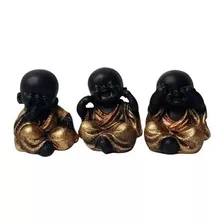 Trio Buda Chines Monges Sabios Da Fortuna Riqueza Zen 7cm