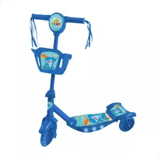 Patinete Mini Infantil Azul Tubarão 3 Rodas Freio Som E Luz