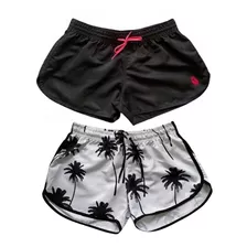 Kit 2 Shorts Femininos Tactel Moda Praia Viagem Verão Calor
