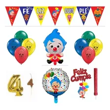 Pack Globos Plimplim Banderín Número Vela Payaso Plim Lee