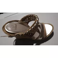 Zapatos Blaquè Sandalia Cuero Dorada C/oro Trenzada Regalos!