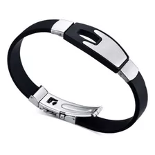 Bracelete Pulseira Masculina Silicone E Aço Inox