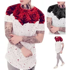 Camiseta Camisa Longline Oversized Florais Florido Alongada