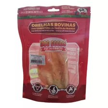 Orelha Bovina Mordedor Natural Com Cobertura Pasta De Frango Cor Amarelo