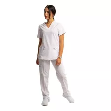 Conjunto Médico Enfermero Dama Uniforme Elastizado Blanco