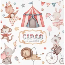 Kit Imagenes Png Cliparts Circo Animales Acuarela Ni52