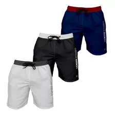 3 Bermudas Sport Masculina Elastano Shorts Academia Treino