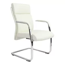 Silla Sillon Visita Escritorio Oficina Piel Oce Blanca