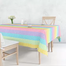Toalha De Mesa Oxford Retangular Listras Candy Color - 2,20m