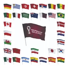 Bandeira Países Da Copa Do Mundo Catar 1,50m X 1m Com Bastão