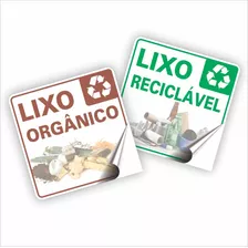 Adesivo Lixo Reciclável E Lixo Orgânico 15x15cm - 50 Peças