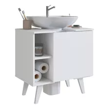 Mueble Bajo Pileta Baño Estantes Y Puerta LG Cantidad De Agujeros Para Grifería Sin Agujeros Color Del Mueble Blanco