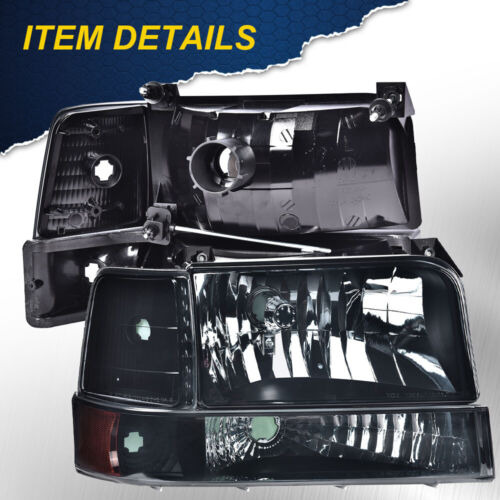 Black Headlights+bumper+corner Lamps Fit For 92-96 Ford  Oad Foto 6