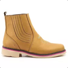 Bota Botina Feminina Wrangler Couro Legítimo De Elástico