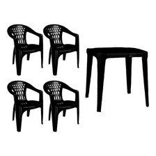Kit Mesa De Restaurante Mais 4 Cadeiras Poltronas Duoplastic