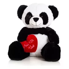 Pelucia Urso Ursinho Panda Coração Amo Voce Incriveis 40cm!